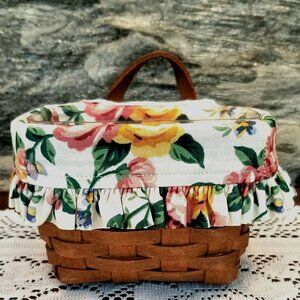 VTG 1992 Longaberger Small Key Basket Combo Rose Garden, Plastic Protector Liner